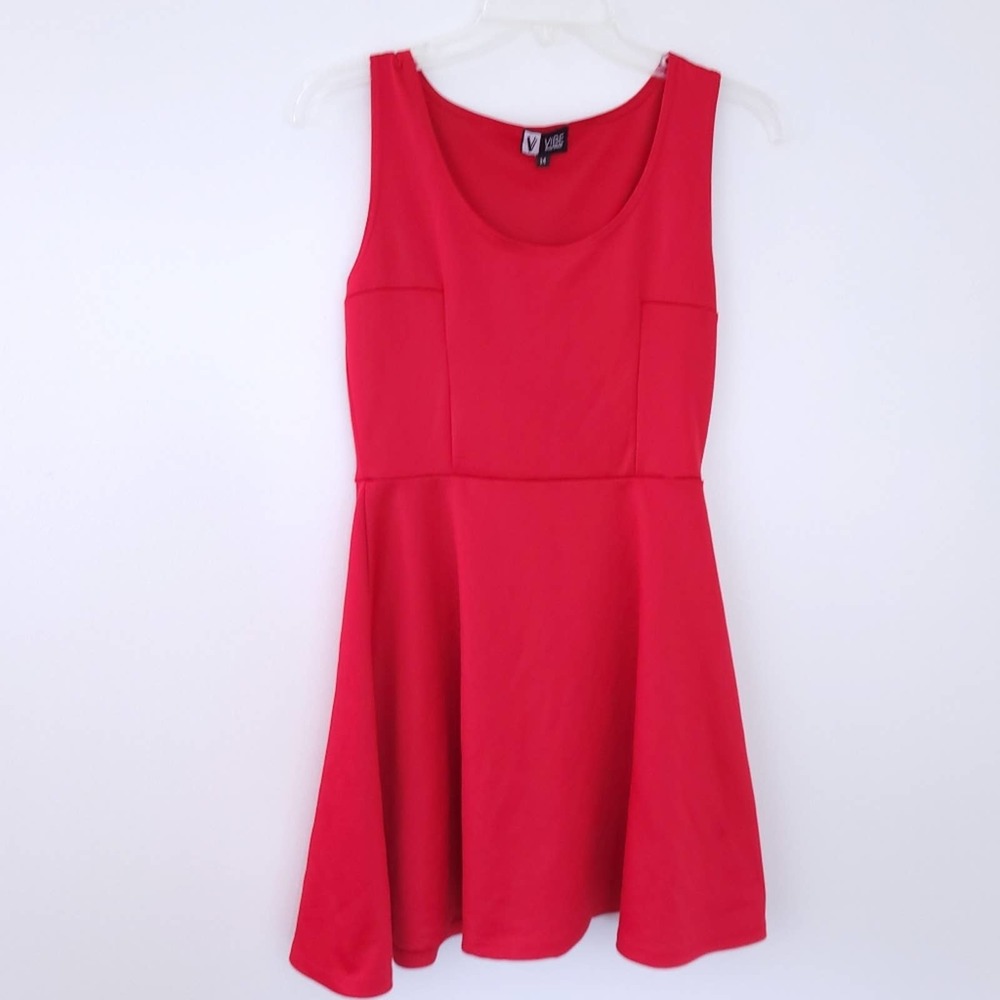 VIBE Sportswear Fit & Flare Dress Red Medium Juniors Sleeveless